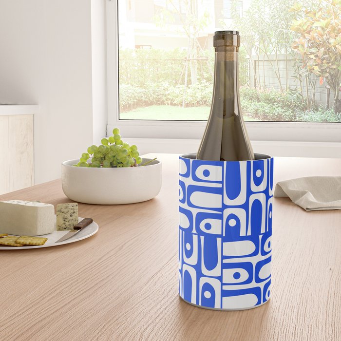 Mid Century Modern Piquet Multi Pattern in Royal Blue and White Wine Chiller Gallery Image 4