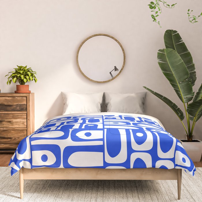 Mid Century Modern Piquet Multi Pattern in Royal Blue and White Comforter Gallery Image 3