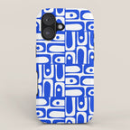 Mid Century Modern Piquet Multi Pattern in Royal Blue and White iPhone Case Gallery Image 1