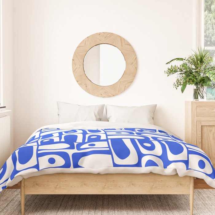 Mid Century Modern Piquet Multi Pattern in Royal Blue and White Duvet Cover Gallery Image 3