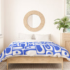 Mid Century Modern Piquet Multi Pattern in Royal Blue and White Duvet Cover Gallery Image 3