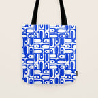 Mid Century Modern Piquet Multi Pattern in Royal Blue and White Tote Bag Gallery Image 1