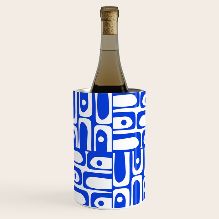 Mid Century Modern Piquet Multi Pattern in Royal Blue and White Wine Chiller Gallery Image 3