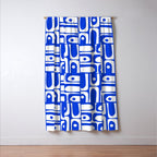 Mid Century Modern Piquet Multi Pattern in Royal Blue and White Window Curtain Gallery Image 3