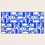 Mid Century Modern Piquet Multi Pattern in Royal Blue and White Desk Mat Gallery Image 3