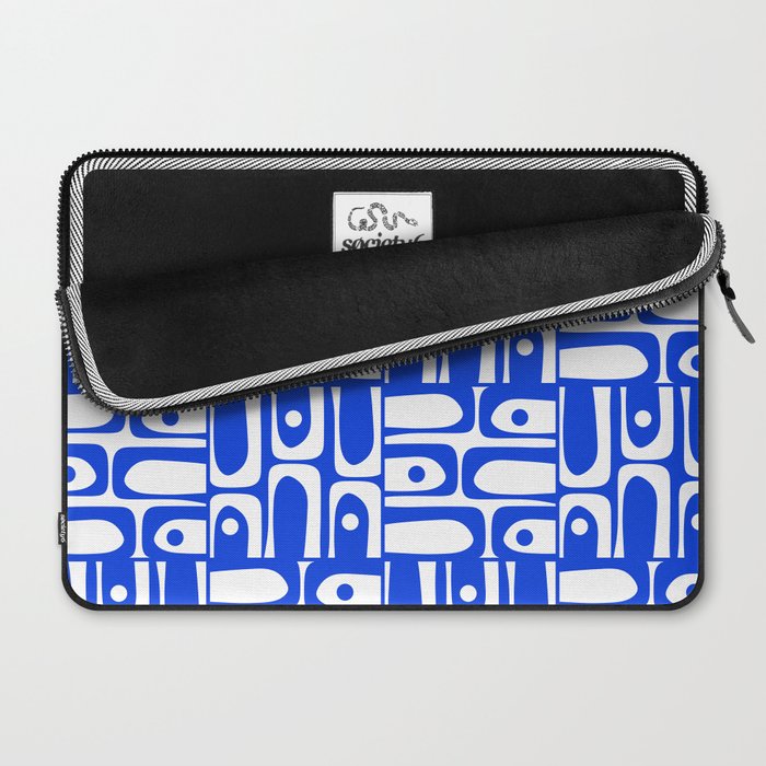 Mid Century Modern Piquet Multi Pattern in Royal Blue and White Laptop Sleeve Gallery Image 2