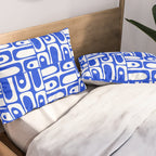 Mid Century Modern Piquet Multi Pattern in Royal Blue and White Pillow Sham Gallery Image 2