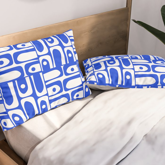 Mid Century Modern Piquet Multi Pattern in Royal Blue and White Pillow Sham Gallery Image 2