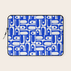 Mid Century Modern Piquet Multi Pattern in Royal Blue and White Laptop Sleeve Gallery Image 1