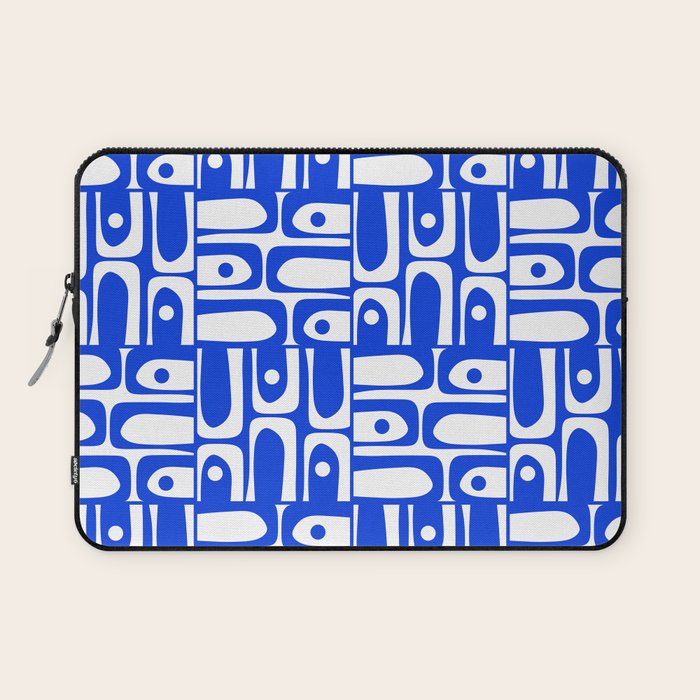 Mid Century Modern Piquet Multi Pattern in Royal Blue and White Laptop Sleeve Gallery Image 1