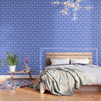 Mid Century Modern Piquet Multi Pattern in Royal Blue and White Wallpaper Gallery Image 3