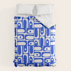Mid Century Modern Piquet Multi Pattern in Royal Blue and White Duvet Cover Gallery Image 6