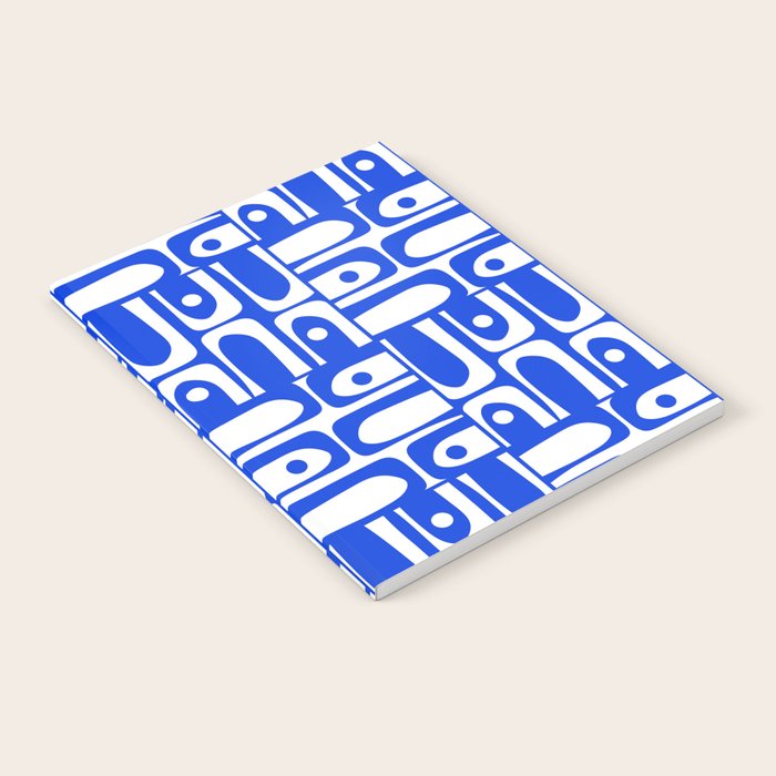 Mid Century Modern Piquet Multi Pattern in Royal Blue and White Notebook Gallery Image 2