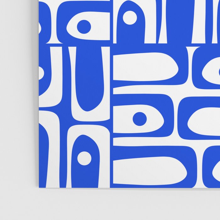 Mid Century Modern Piquet Multi Pattern in Royal Blue and White Poster Gallery Image 3