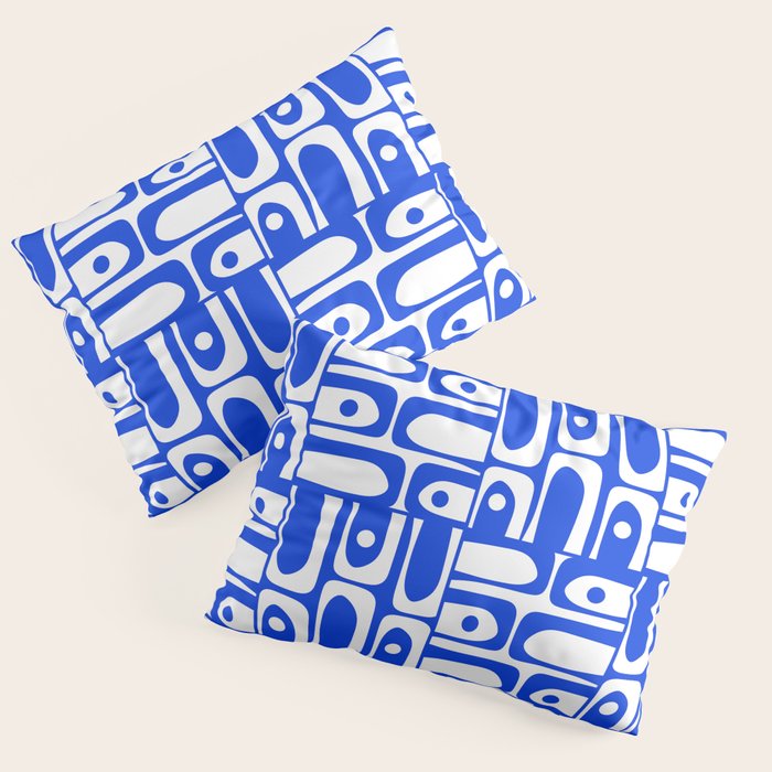 Mid Century Modern Piquet Multi Pattern in Royal Blue and White Pillow Sham Gallery Image 1