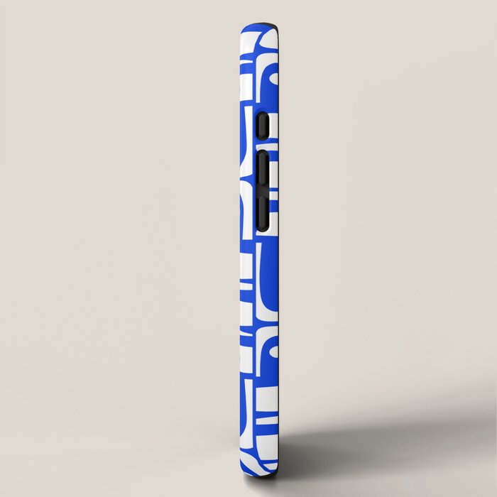 Mid Century Modern Piquet Multi Pattern in Royal Blue and White iPhone Case Gallery Image 2