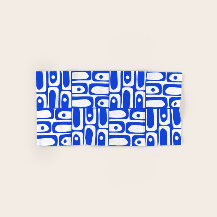 Mid Century Modern Piquet Multi Pattern in Royal Blue and White Bath Towel Gallery Image 1