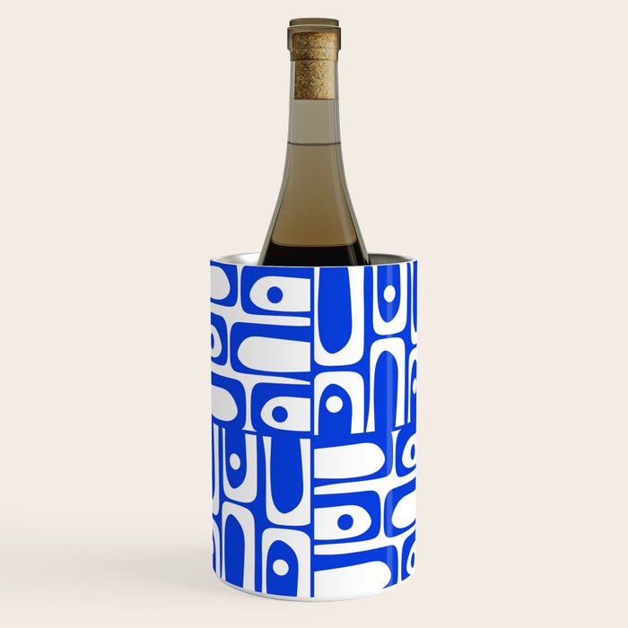 Mid Century Modern Piquet Multi Pattern in Royal Blue and White Wine Chiller Gallery Image 1