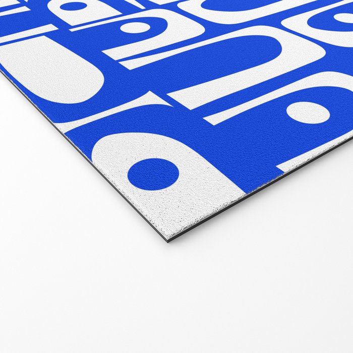 Mid Century Modern Piquet Multi Pattern in Royal Blue and White Welcome Mat Gallery Image 2