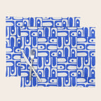 Mid Century Modern Piquet Multi Pattern in Royal Blue and White Placemat Gallery Image 1