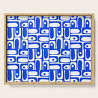 Mid Century Modern Piquet Multi Pattern in Royal Blue and White Serving Tray Gallery Image 1