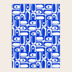 Mid Century Modern Piquet Multi Pattern in Royal Blue and White Poster Gallery Image 4
