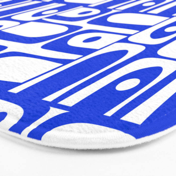 Mid Century Modern Piquet Multi Pattern in Royal Blue and White Bath Mat Gallery Image 3