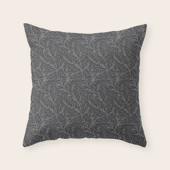 William Morris Pure Willow Bough Charcoal Black Throw Pillow Gallery Image 6