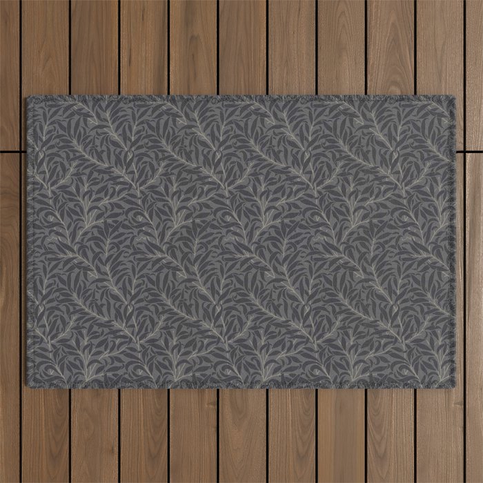 William Morris Pure Willow Bough Charcoal Black Outdoor Rug Gallery Image 1