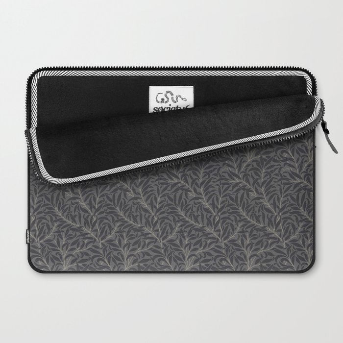 William Morris Pure Willow Bough Charcoal Black Laptop Sleeve Gallery Image 2