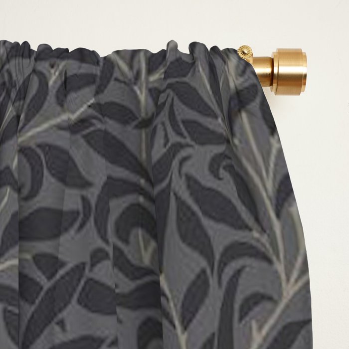 William Morris Pure Willow Bough Charcoal Black Window Curtain Gallery Image 2