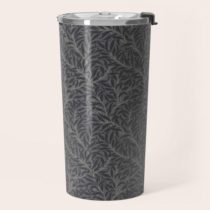 William Morris Pure Willow Bough Charcoal Black Travel Mug Gallery Image 2