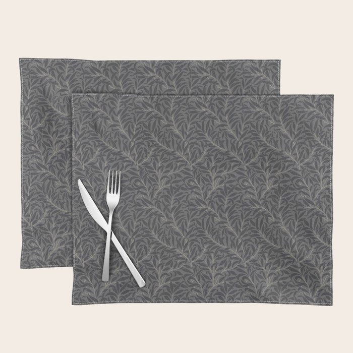 William Morris Pure Willow Bough Charcoal Black Placemat Gallery Image 1