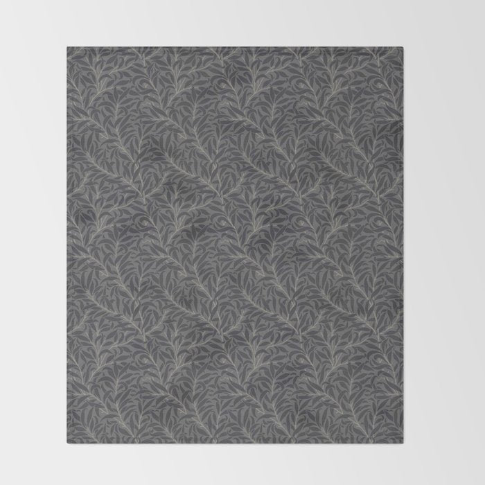 William Morris Pure Willow Bough Charcoal Black Throw Blanket Gallery Image 2