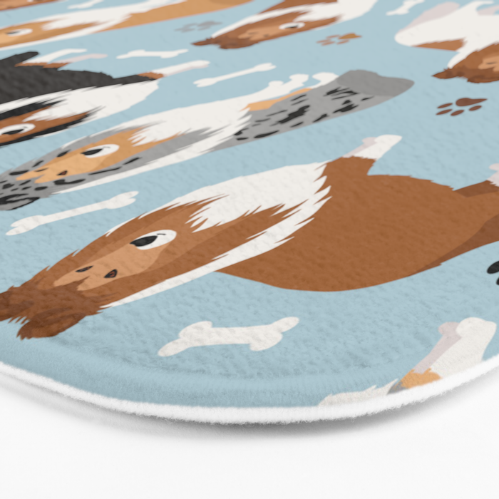 Shetland Sheepdog Sheltie Dog Paws and Bones Pattern Bath Mat Gallery Image 3