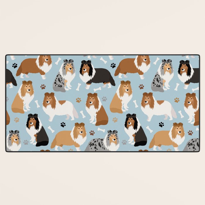 Shetland Sheepdog Sheltie Dog Paws and Bones Pattern Desk Mat Gallery Image 3