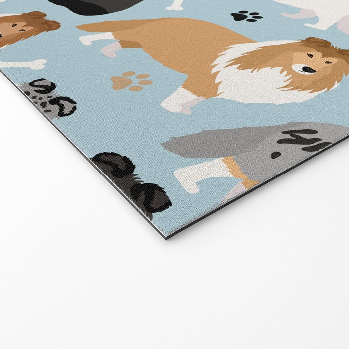 Shetland Sheepdog Sheltie Dog Paws and Bones Pattern Welcome Mat Gallery Image 2