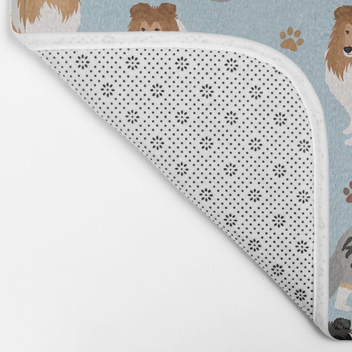 Shetland Sheepdog Sheltie Dog Paws and Bones Pattern Bath Mat Gallery Image 2