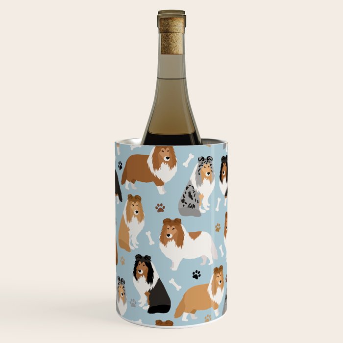 Shetland Sheepdog Sheltie Dog Paws and Bones Pattern Wine Chiller Gallery Image 2