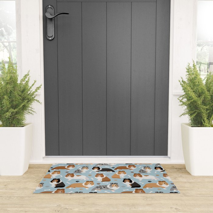 Shetland Sheepdog Sheltie Dog Paws and Bones Pattern Welcome Mat Gallery Image 3