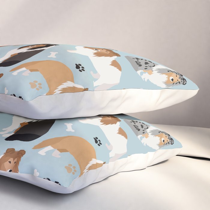 Shetland Sheepdog Sheltie Dog Paws and Bones Pattern Pillow Sham Gallery Image 3