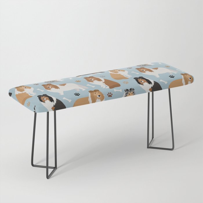 Shetland Sheepdog Sheltie Dog Paws and Bones Pattern Bench Gallery Image 1