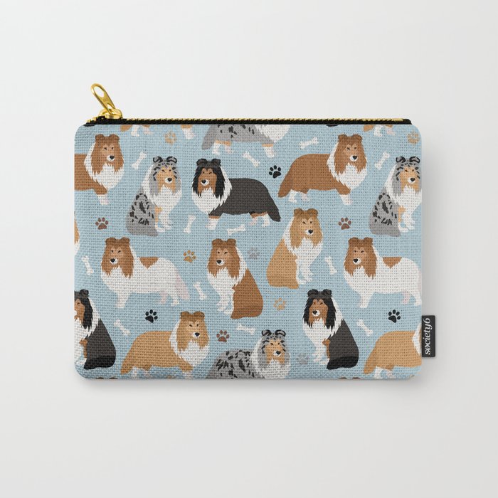 Shetland Sheepdog Sheltie Dog Paws and Bones Pattern Carry All Pouch Gallery Image 1