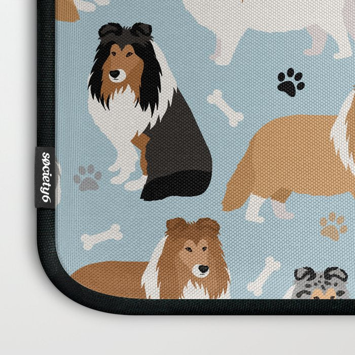 Shetland Sheepdog Sheltie Dog Paws and Bones Pattern Laptop Sleeve Gallery Image 3