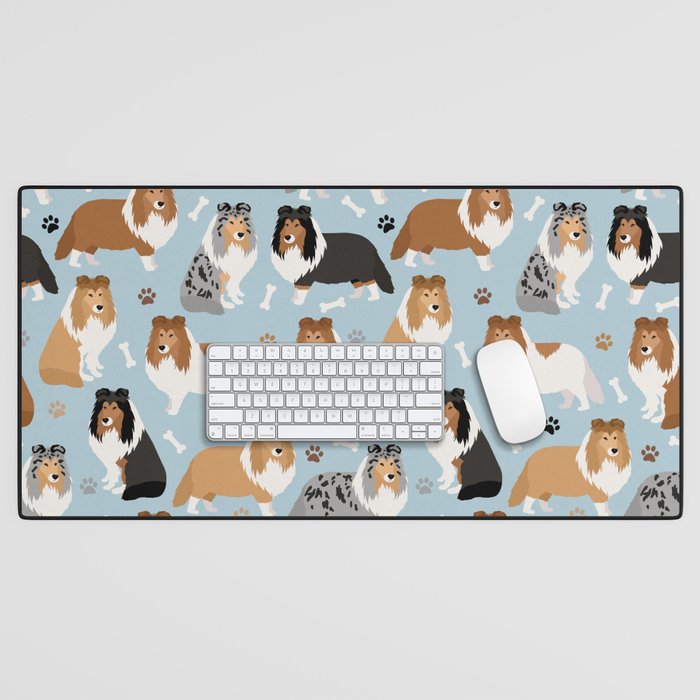 Shetland Sheepdog Sheltie Dog Paws and Bones Pattern Desk Mat Gallery Image 1