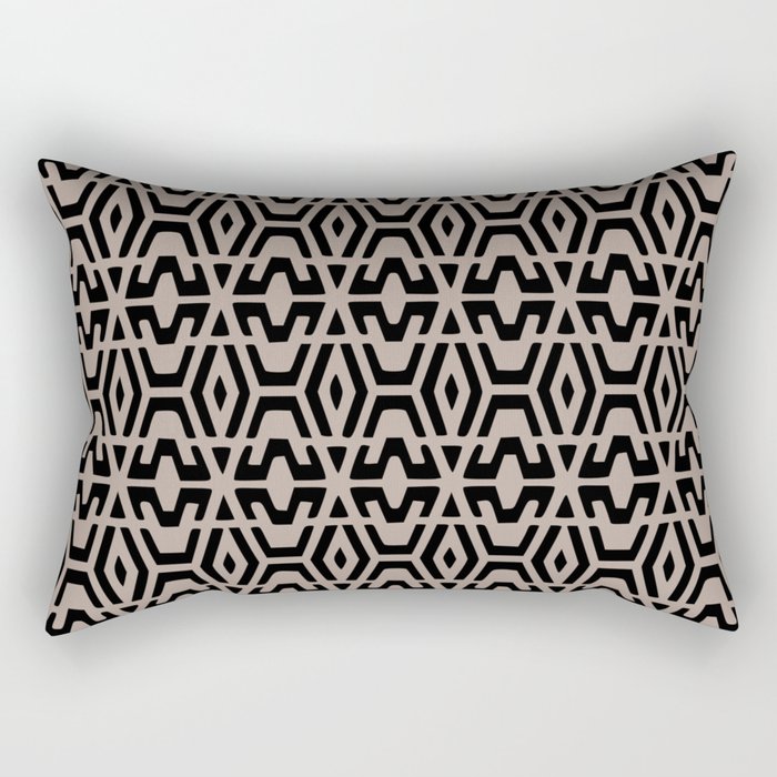 Geometric Art, Aztec Prints, Black and Beige, Wall Art Boho Rectangular Pillow Gallery Image 1