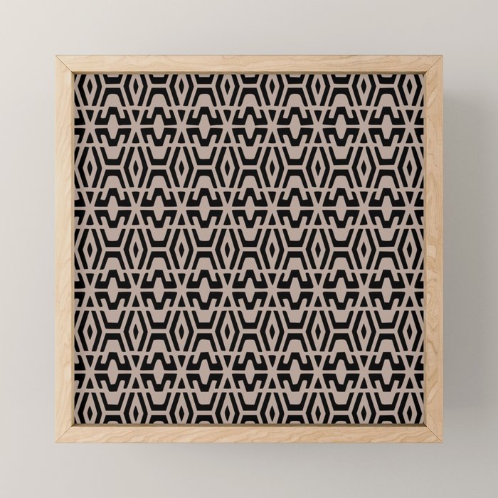 Geometric Art, Aztec Prints, Black and Beige, Wall Art Boho Mini Art Print Gallery Image 1