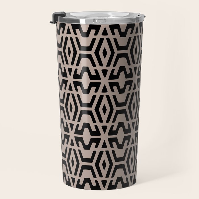 Geometric Art, Aztec Prints, Black and Beige, Wall Art Boho Travel Mug Gallery Image 3