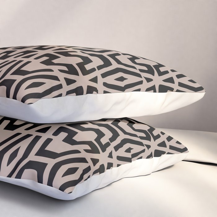 Geometric Art, Aztec Prints, Black and Beige, Wall Art Boho Pillow Sham Gallery Image 3