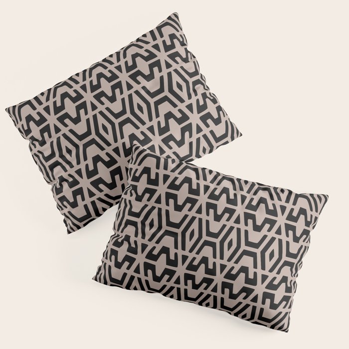 Geometric Art, Aztec Prints, Black and Beige, Wall Art Boho Pillow Sham Gallery Image 1